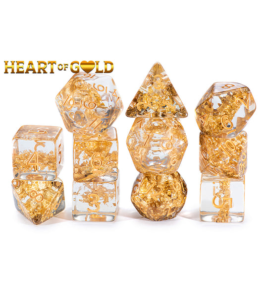 “Heart of Gold” Neutron Dice (7 Polyhedral Dice Set)