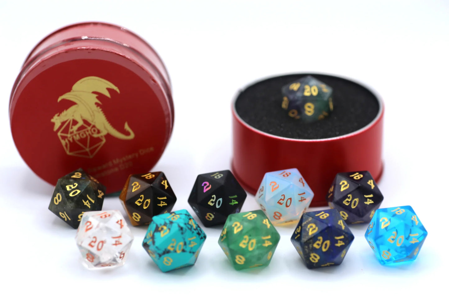 Quest's Reward Mystery Dice - Gemstone D20s