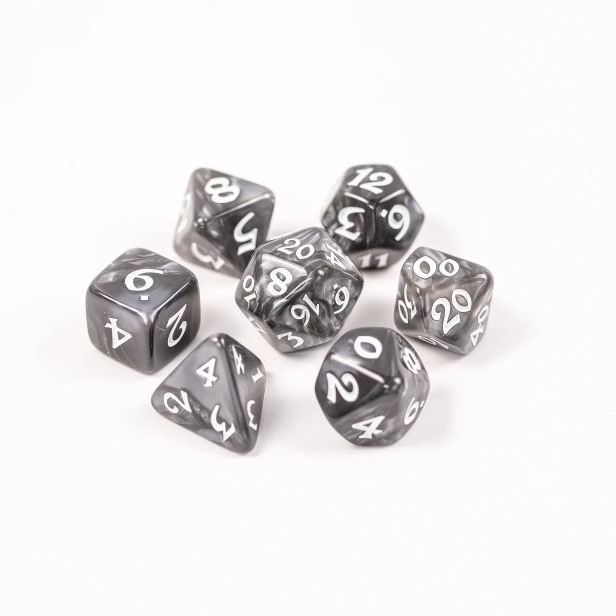 7 Piece RPG Set - Elessia Essentials - Gray with White