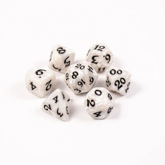 7 Piece RPG Set - Elessia Essentials - White with Black