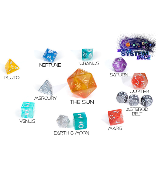 “Solar System Dice” Specialty 14-Die Dice Set