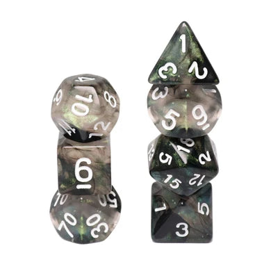 Foam Brain Games Plastic Dice Glow In The Dark Dark Storm Chaser RPG Dice Set