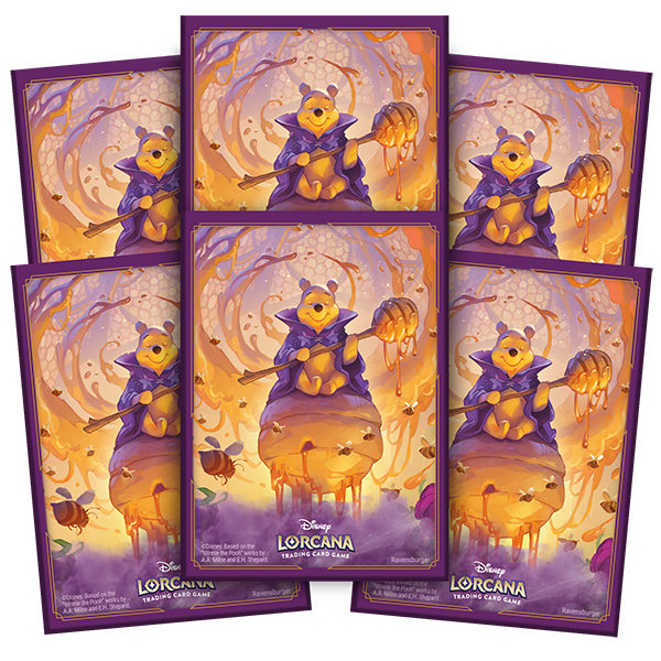 Card Sleeves: Disney Lorcana- Azurite Sea- Pooh, Hunny Wizard (65ct)