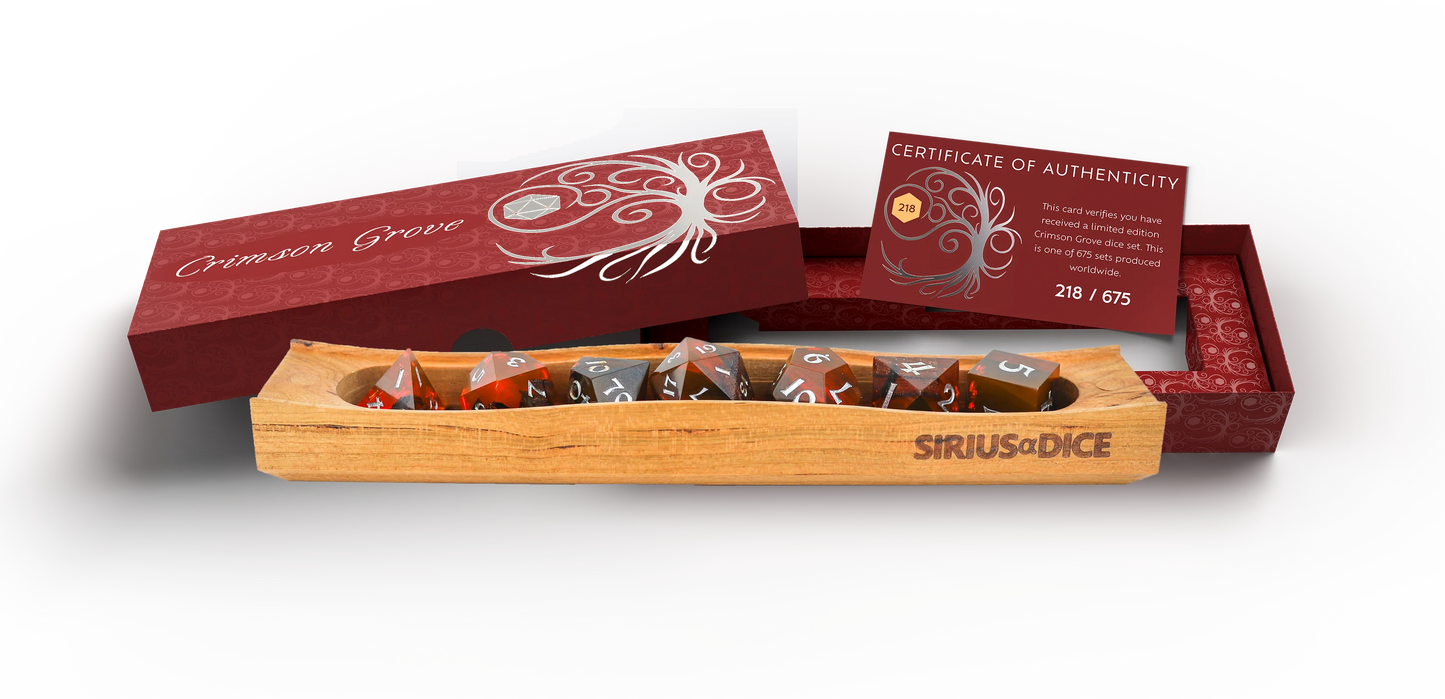 Wood Resin RPG Dice Set (7): Crimson Grove