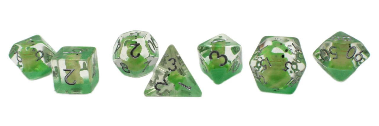 Old School 7 Piece DnD RPG Dice Set: Animal Kingdom - Crocodile
