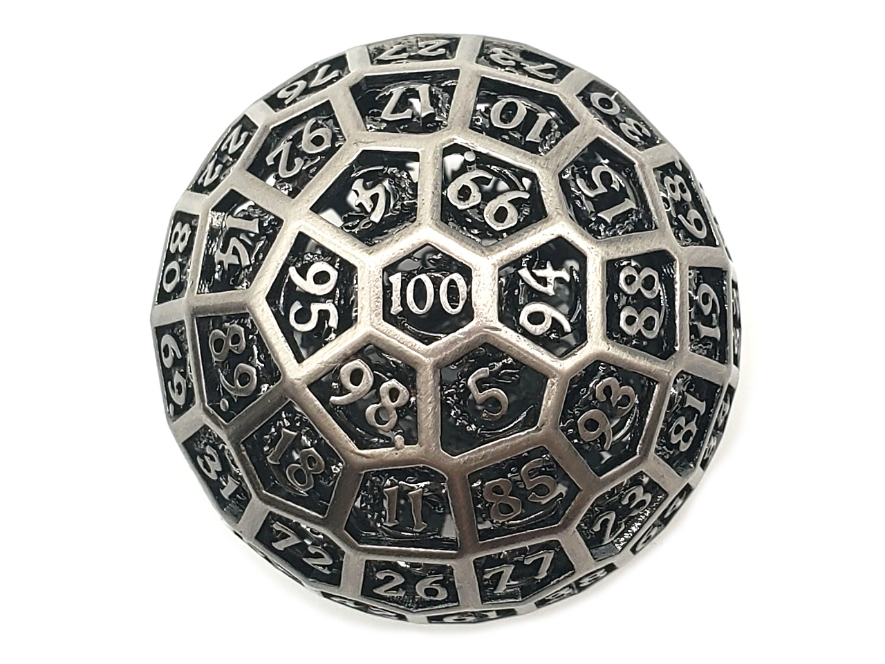 Old School Dice: Hollow Metal 50mm D100- Dragon's Head