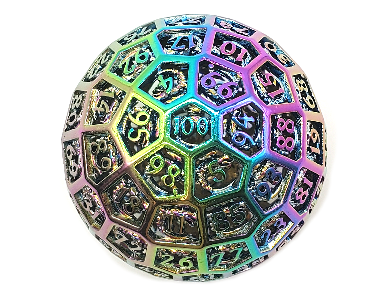 Old School Dice: Hollow Metal 50mm D100- Dragon's Head