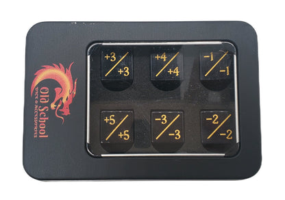 Old School Dice: Gemstone +/- Counter Dice - Cat's Eye Black