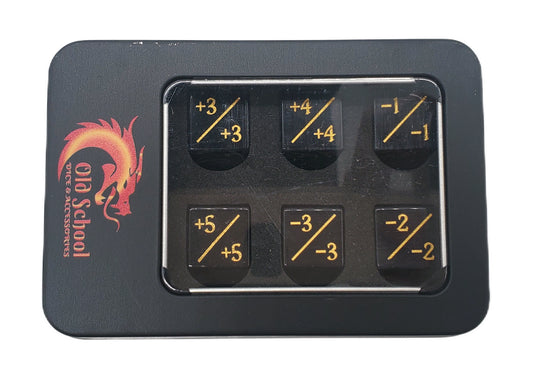Old School Dice: Gemstone +/- Counter Dice - Cat's Eye Black