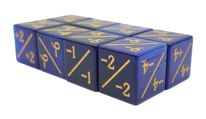 Old School Dice: Gemstone +/- Counter Dice - Cat's Eye Blue