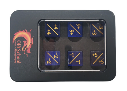 Old School Dice: Gemstone +/- Counter Dice - Cat's Eye Blue