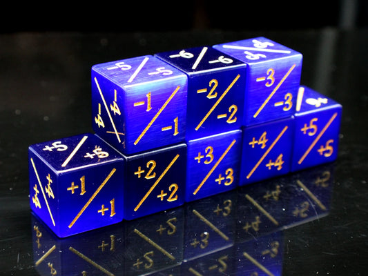 Old School Dice: +/- Counter Dice - Gemstone - Cat's Eye Purple