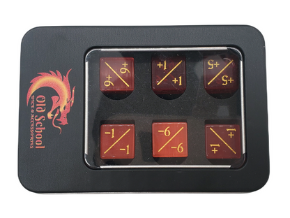 Old School Dice: Gemstone +/- Counter Dice - Cat's Eye Red