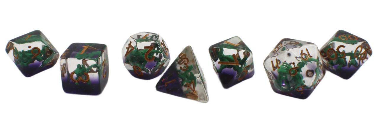 Old School 7 Piece DnD RPG Dice Set: Infused - Dragon Blue