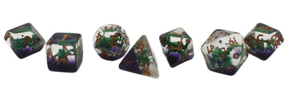 Old School 7 Piece DnD RPG Dice Set: Infused - Dragon Blue