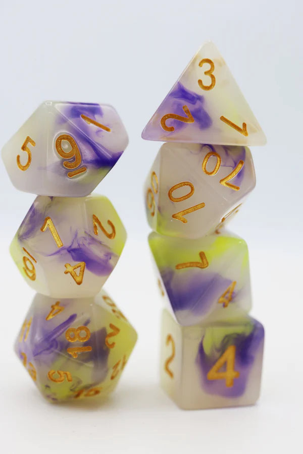 Foam Brain Games: Yellow & Purple Jade RPG Dice Set
