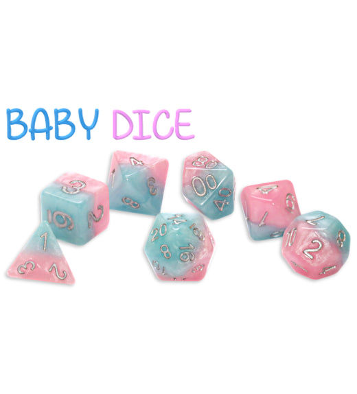 “Baby Dice” Halfsies Dice (7 Polyhedral Dice Set)