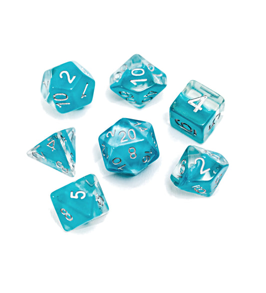 “Glacier” (Light Blue) Neutron Dice (7 Polyhedral Dice Set)