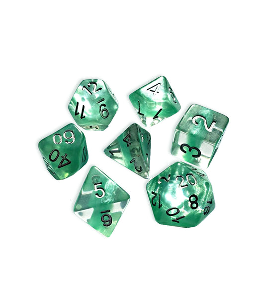 “Mint Green” Neutron Dice (7 Polyhedral Dice Set)