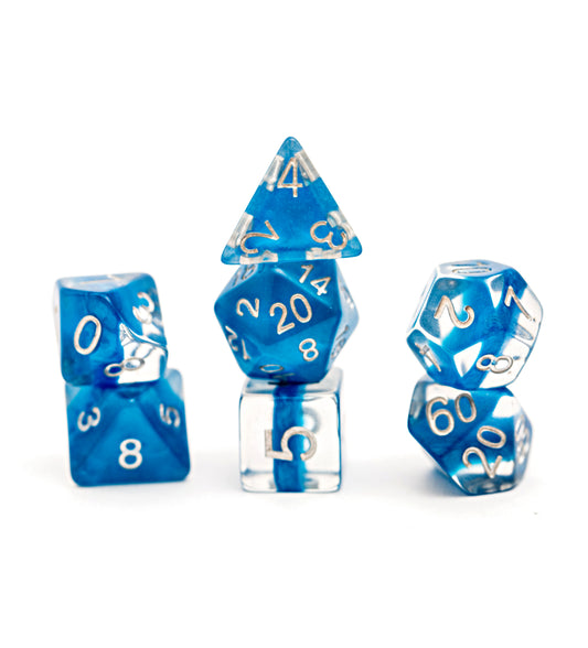 “Power Teal” (Dark Blue) Neutron Dice (7 Polyhedral Dice Set)