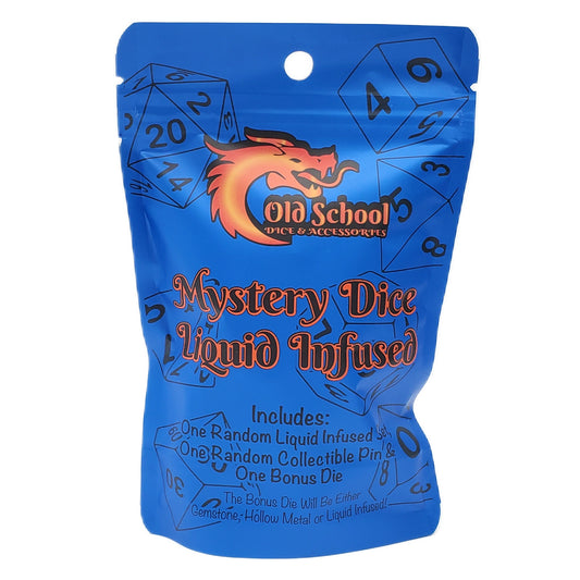 Old School Dice: Mystery Dice - Liquid Infused: 7-Piece Liquid Infused Set & Collectible Pin w/ Bonus Premium Dice