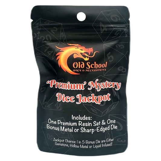 Old School Dice: Mystery Dice Jackpot - Premium: 7-Piece Resin Set w/ Bonus Metal/Sharp Edged Die