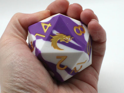 Old School Dice: Multi-Colored 50mm Silicone Large D20