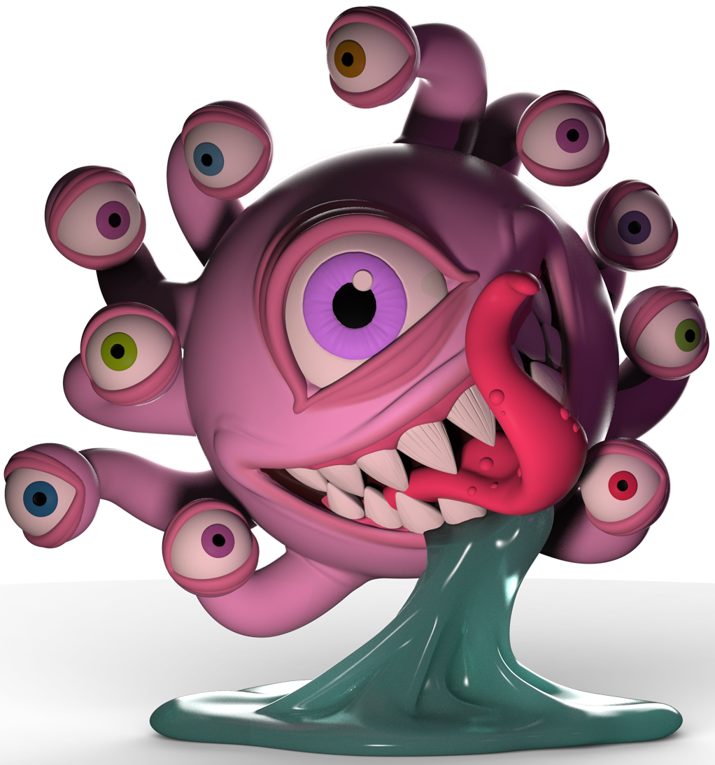 KIDROBOT RESIN - DND BEHOLDER 7`` GLOW-IN-THE-DARK