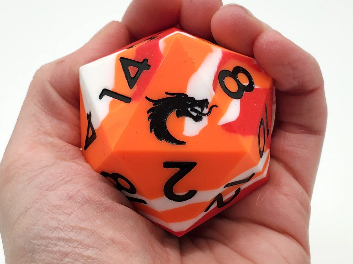 Old School Dice: Multi-Colored 50mm Silicone Large D20