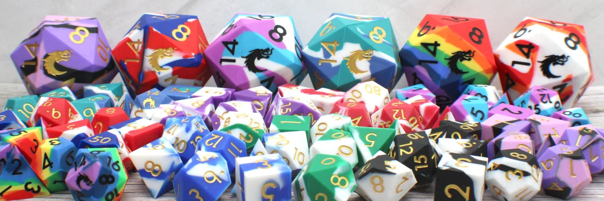 Old School Dice: Multi-Colored 50mm Silicone Large D20