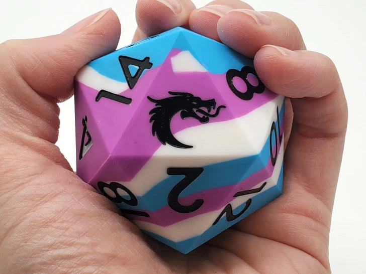Old School Dice: Multi-Colored 50mm Silicone Large D20