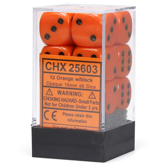 Opaque: 16mm D6 Orange/Black (12)
