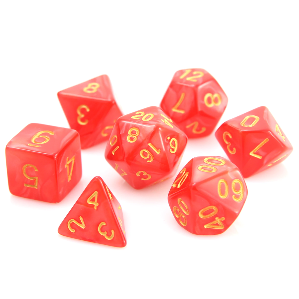 7 Piece RPG Set - Red Swirl with Gold