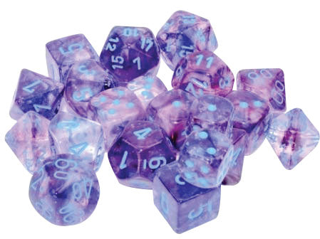 Nebula: Mini-Polyhedral Nocturnal/blue Luminary 7-Die Set