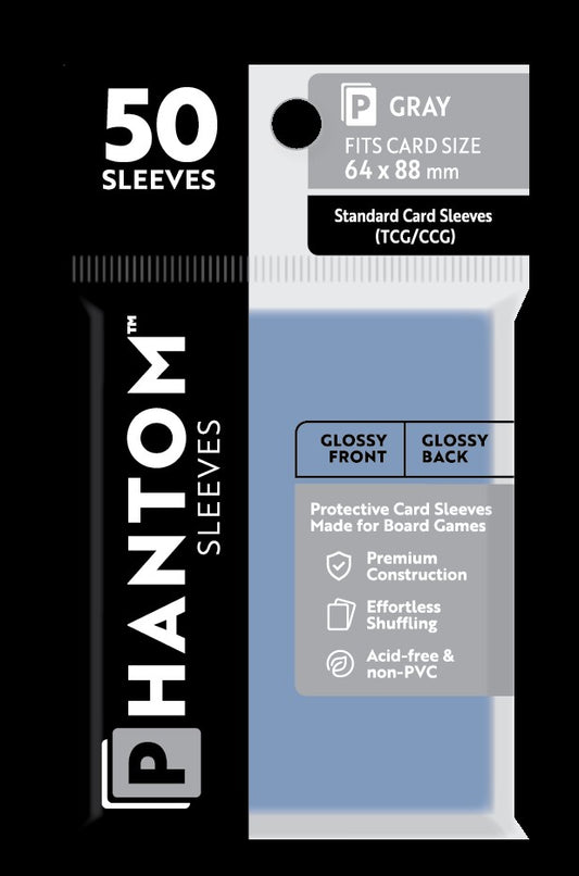 Phantom Sleeves: "Gray Size" (64mm x 88mm) - Gloss/Gloss (50)