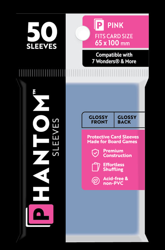 Phantom Sleeves: "Pink Size" (65mm x 100mm) - Gloss/Gloss (50)