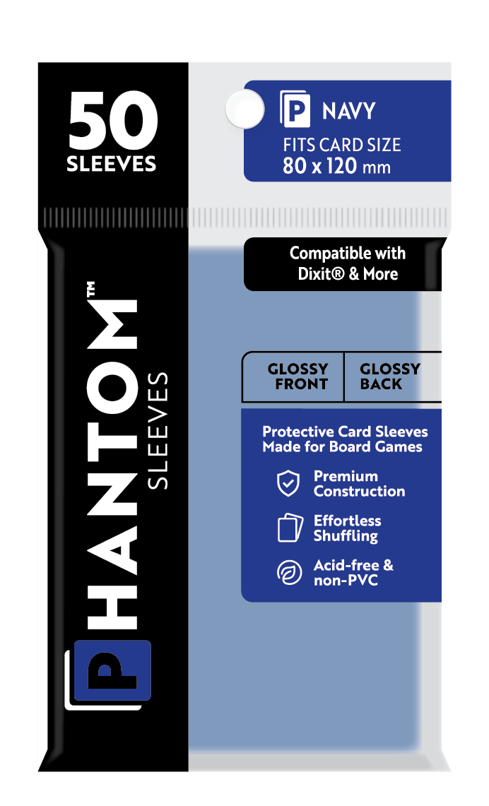 Phantom Sleeves: "Navy Size" (80mm x 120mm) - Gloss/Gloss (50)