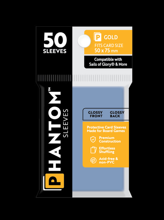 Phantom Sleeves: "Gold Size" (50mm x 75mm) - Gloss/Gloss (50)