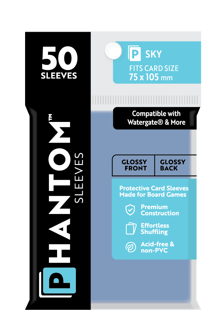 Phantom Sleeves: "Sky Size" (75mm x 105mm) - Gloss/Gloss (50)