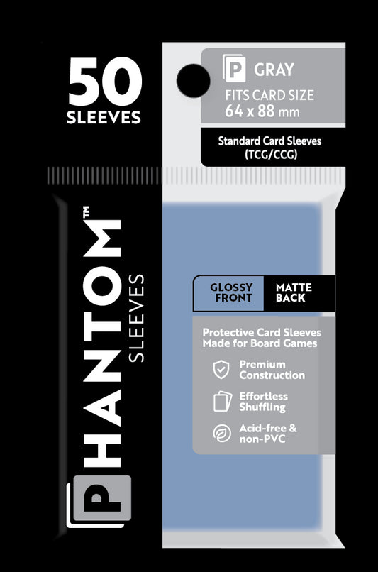 Phantom Sleeves: "Gray Size" (64mm x 88mm) - Gloss/Matte (50)