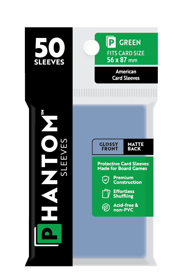 Phantom Sleeves: "Green Size" (56mm x 87mm) - Gloss/Matte (50)