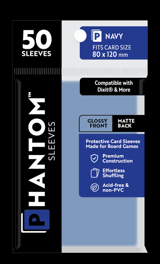 Phantom Sleeves: "Navy Size" (80mm x 120mm) - Gloss/Matte (50)