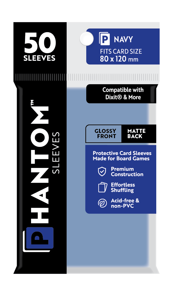 Phantom Sleeves: "Navy Size" (80mm x 120mm) - Gloss/Matte (50)