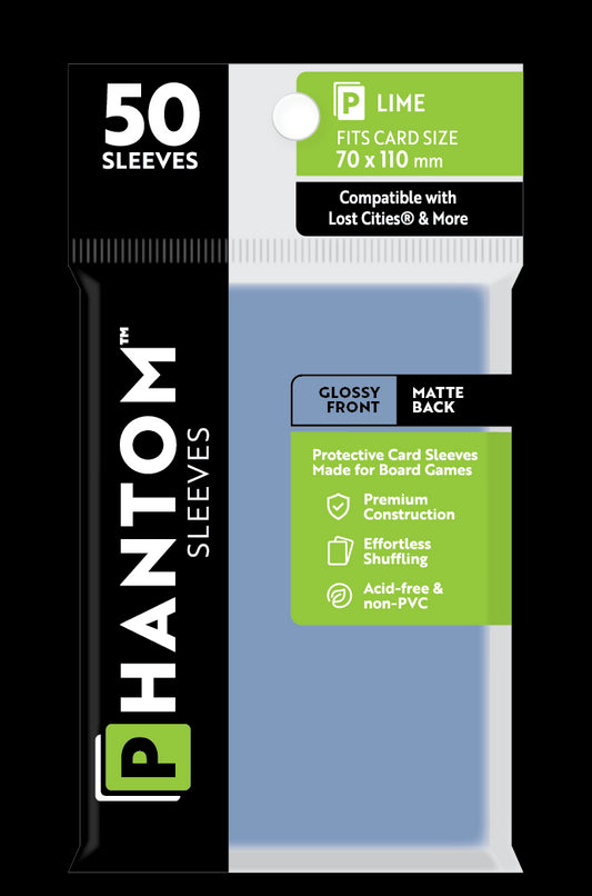 Phantom Sleeves: "Lime Size" (70mm x 110mm) - Gloss/Matte (50)