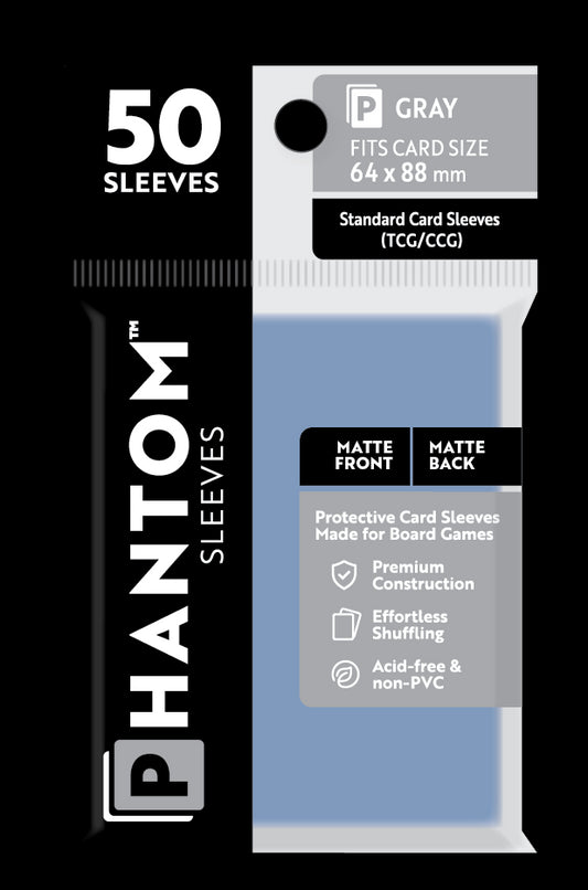 Phantom Sleeves: "Gray Size" (64mm x 88mm) - Matte/Matte (50)