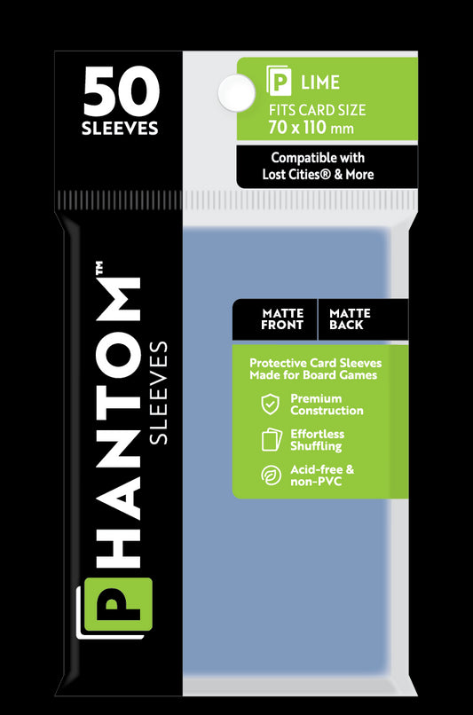 Phantom Sleeves: "Lime Size" (70mm x 110mm) - Matte/Matte (50)
