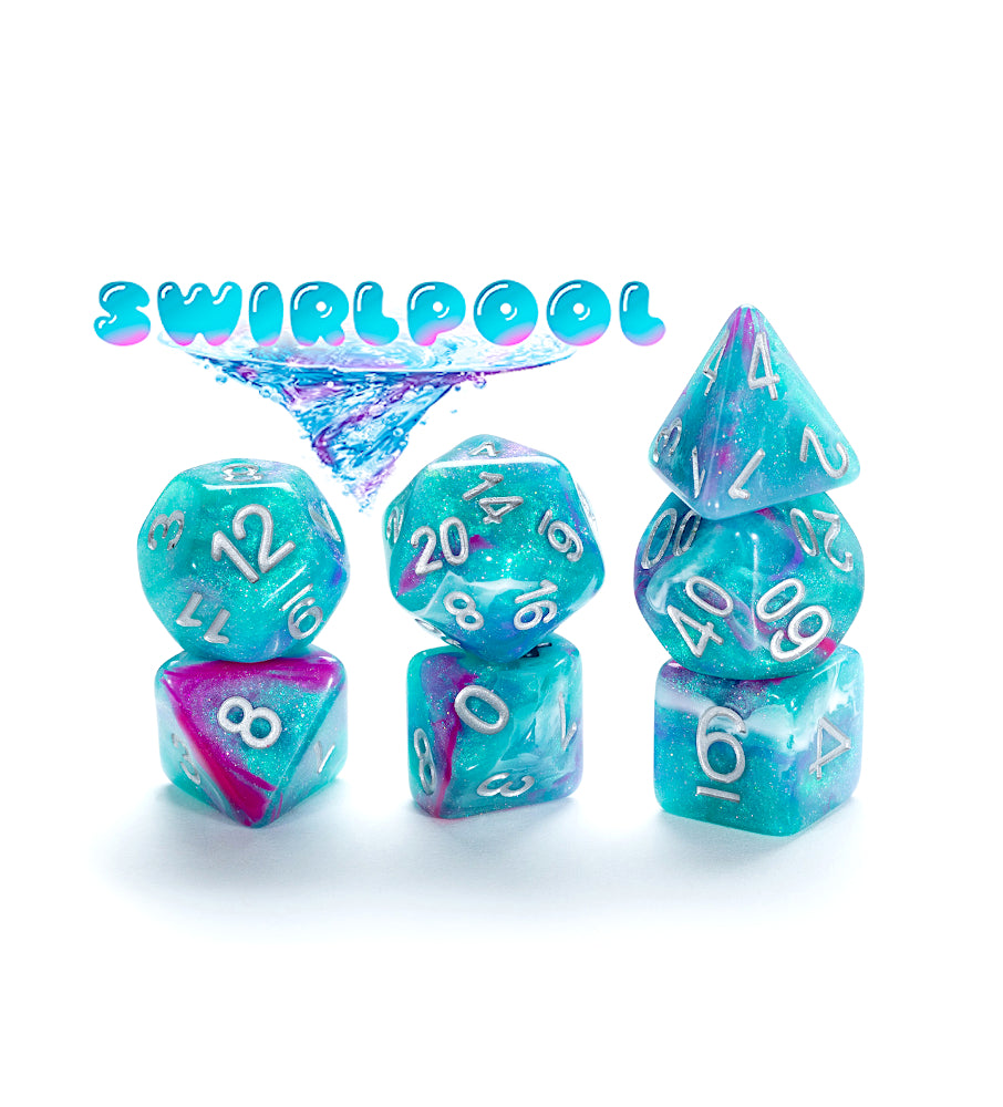 “Swirlpool” Aether Dice (7 Polyhedral Dice Set)