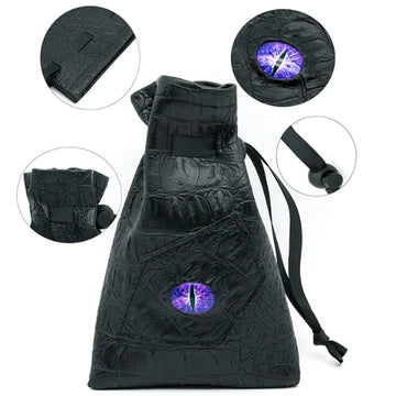 Foam Brain Games:  Black Leatherette Dark Magic Eye Dice Bag