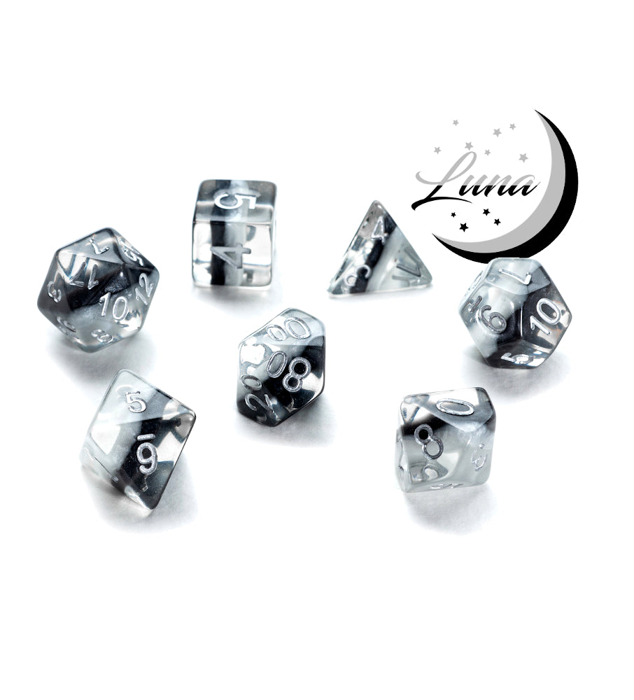 “Luna” Eclipse Dice (7 Polyhedral Dice Set)