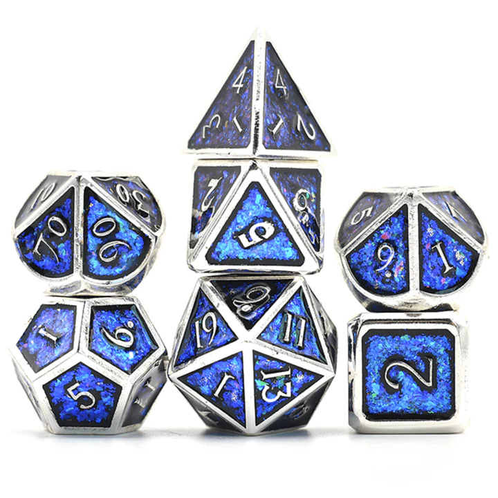 Foam Brain Games: Electric Blue Metal RPG Dice Set